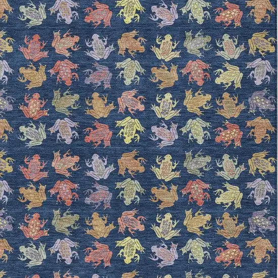 Navy Blue And Blue Geometric Washable Indoor Outdoor Area Rug Photo 2