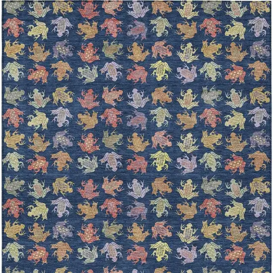 Navy Blue And Blue Geometric Washable Indoor Outdoor Area Rug Photo 3