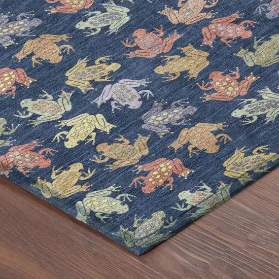 Navy Blue And Blue Geometric Washable Indoor Outdoor Area Rug Photo 4