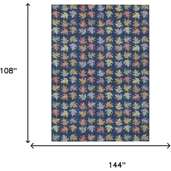 Navy Blue And Blue Geometric Washable Indoor Outdoor Area Rug Photo 6