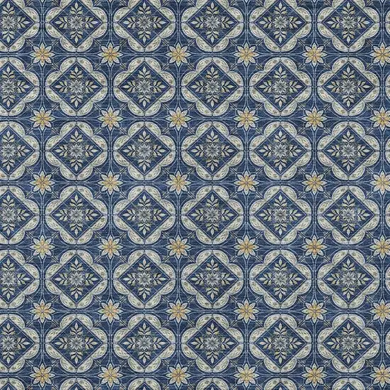 Navy Blue And Blue Geometric Washable Indoor Outdoor Area Rug Photo 2