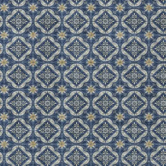 Navy Blue And Blue Geometric Washable Indoor Outdoor Area Rug Photo 2