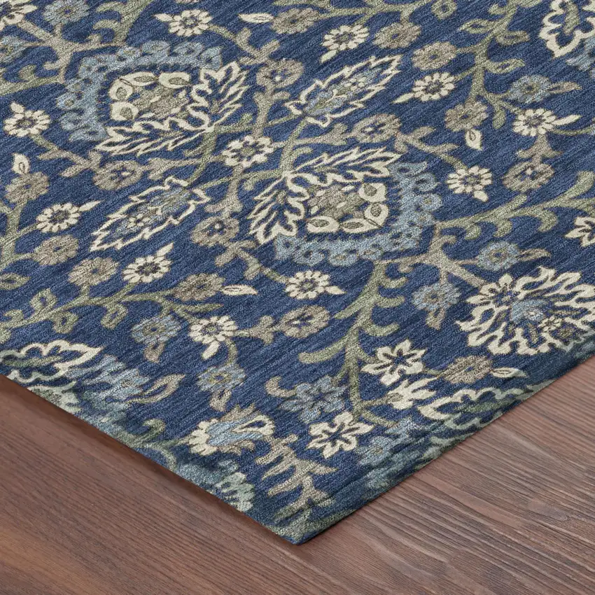 Navy Blue And Blue Geometric Washable Indoor Outdoor Area Rug Photo 4