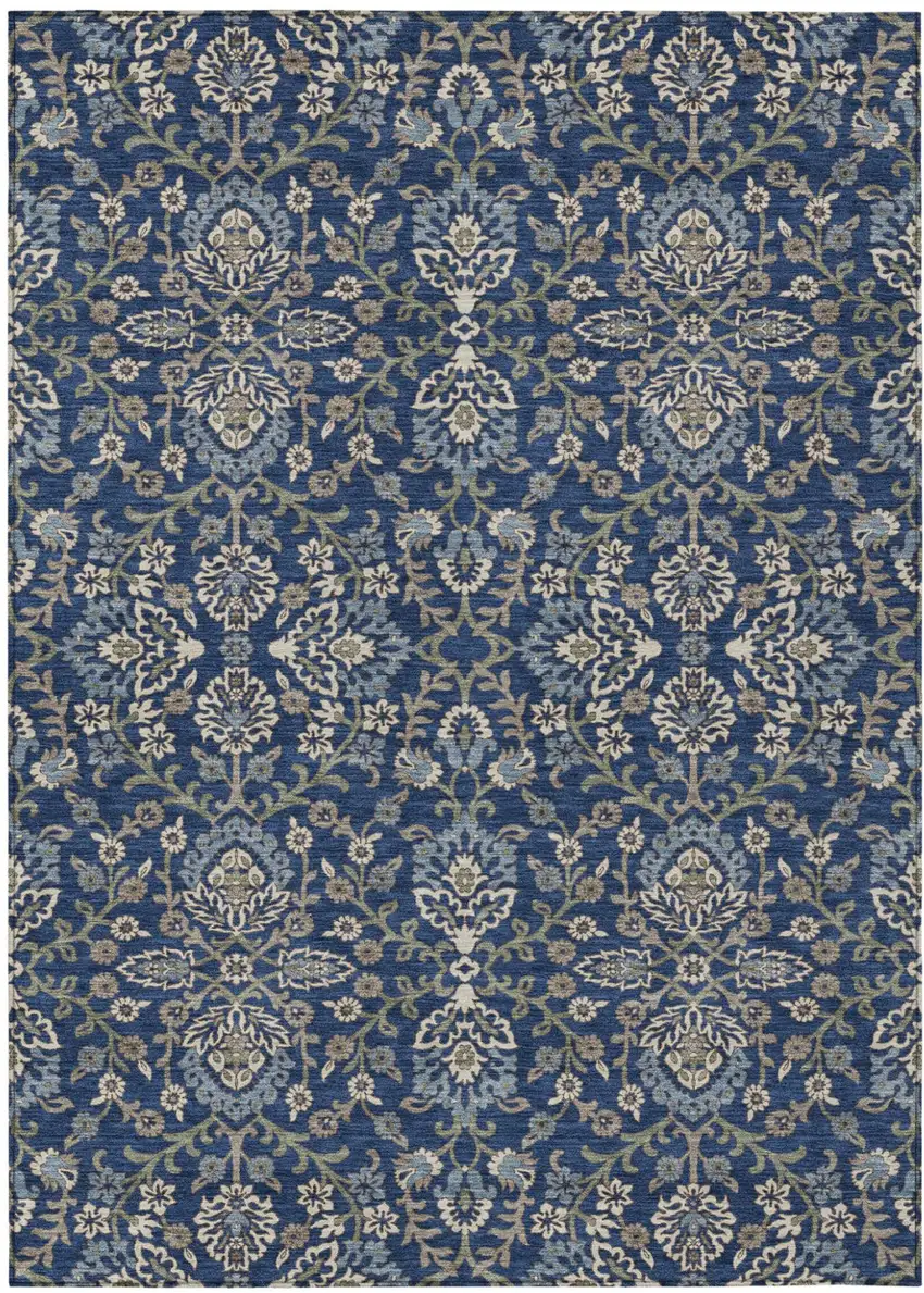 Navy Blue And Blue Geometric Washable Indoor Outdoor Area Rug Photo 1
