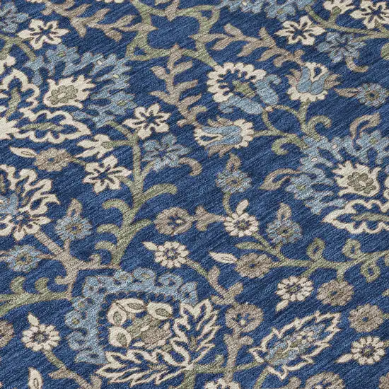 Navy Blue And Blue Geometric Washable Indoor Outdoor Area Rug Photo 5