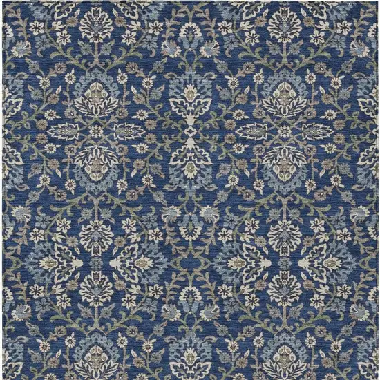 Navy Blue And Blue Geometric Washable Indoor Outdoor Area Rug Photo 3
