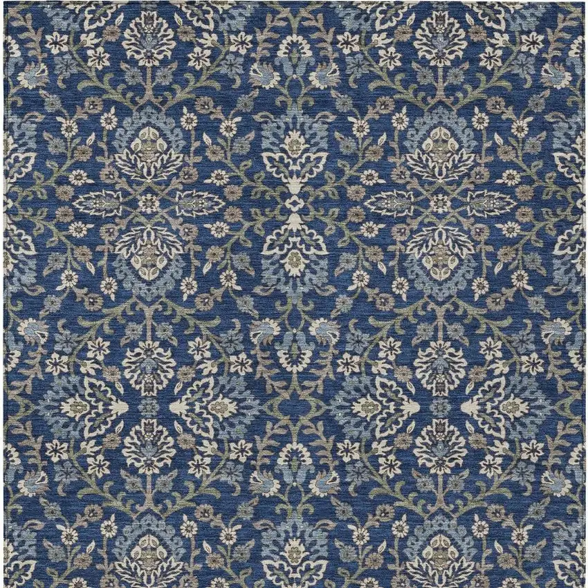 Navy Blue And Blue Geometric Washable Indoor Outdoor Area Rug Photo 3