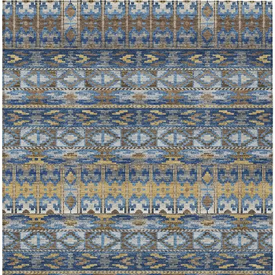 Navy Blue And Blue Geometric Washable Indoor Outdoor Area Rug Photo 3