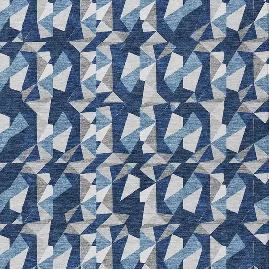 Navy Blue And Blue Geometric Washable Indoor Outdoor Area Rug Photo 2