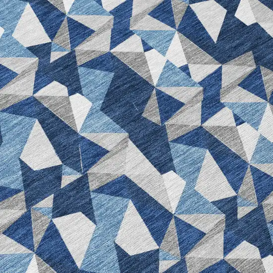 Navy Blue And Blue Geometric Washable Indoor Outdoor Area Rug Photo 5