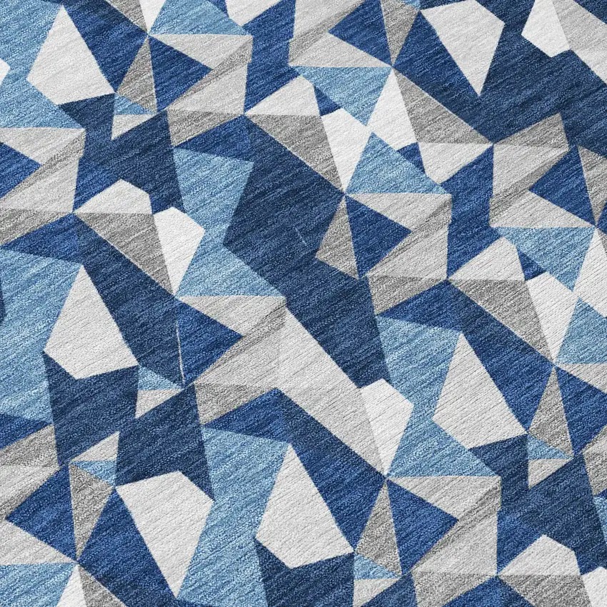 Navy Blue And Blue Geometric Washable Indoor Outdoor Area Rug Photo 5