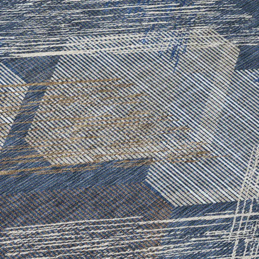 Navy Blue And Blue Geometric Washable Indoor Outdoor Area Rug Photo 5