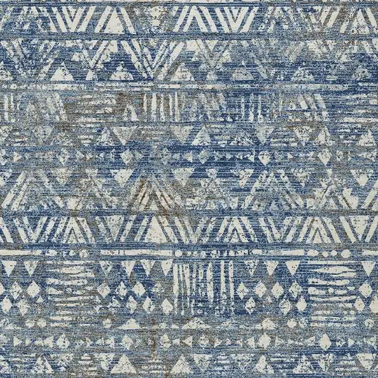 Navy Blue And Blue Geometric Washable Indoor Outdoor Area Rug Photo 2