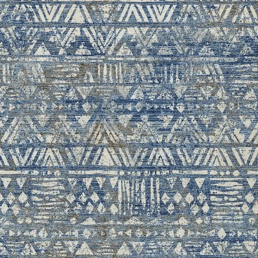 Navy Blue And Blue Geometric Washable Indoor Outdoor Area Rug Photo 2