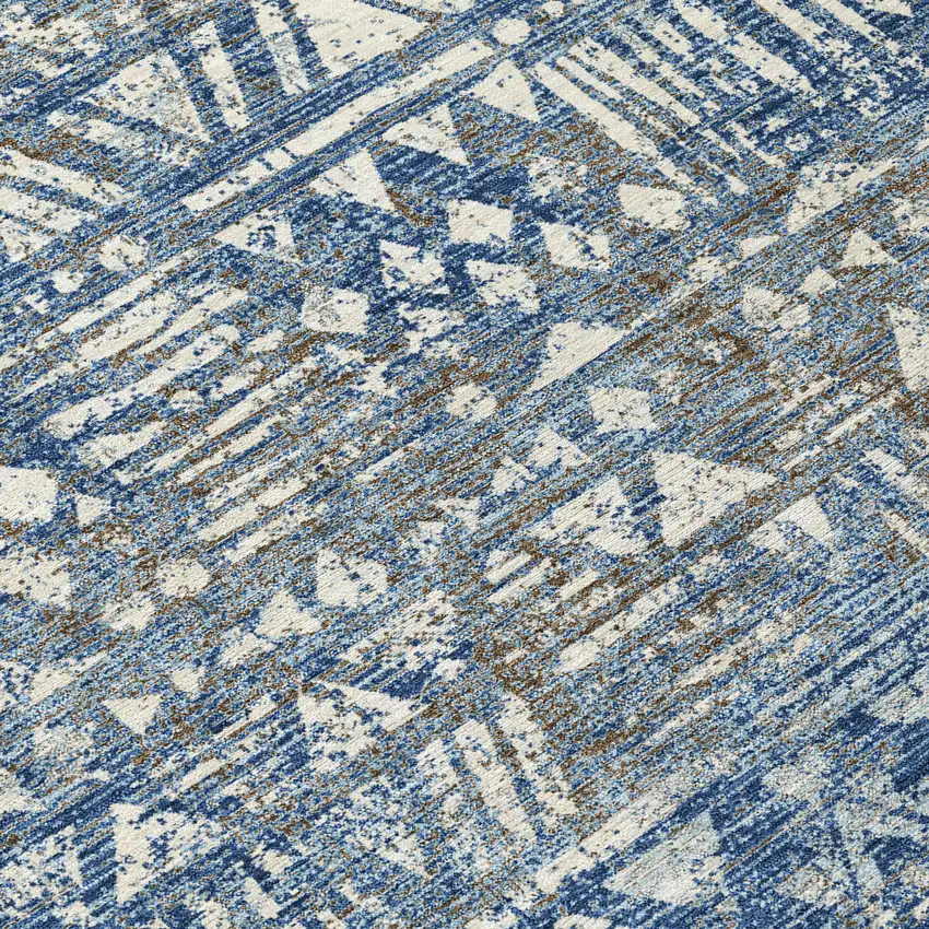 Navy Blue And Blue Geometric Washable Indoor Outdoor Area Rug Photo 5