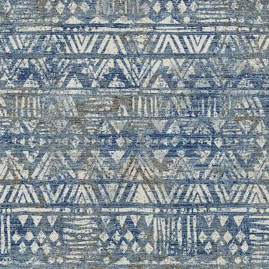 Navy Blue And Blue Geometric Washable Indoor Outdoor Area Rug Photo 2