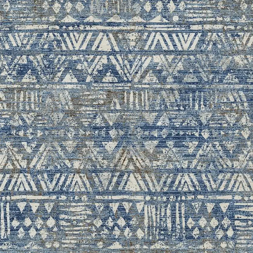 Navy Blue And Blue Geometric Washable Indoor Outdoor Area Rug Photo 2