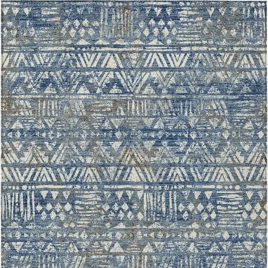 Navy Blue And Blue Geometric Washable Indoor Outdoor Area Rug Photo 3