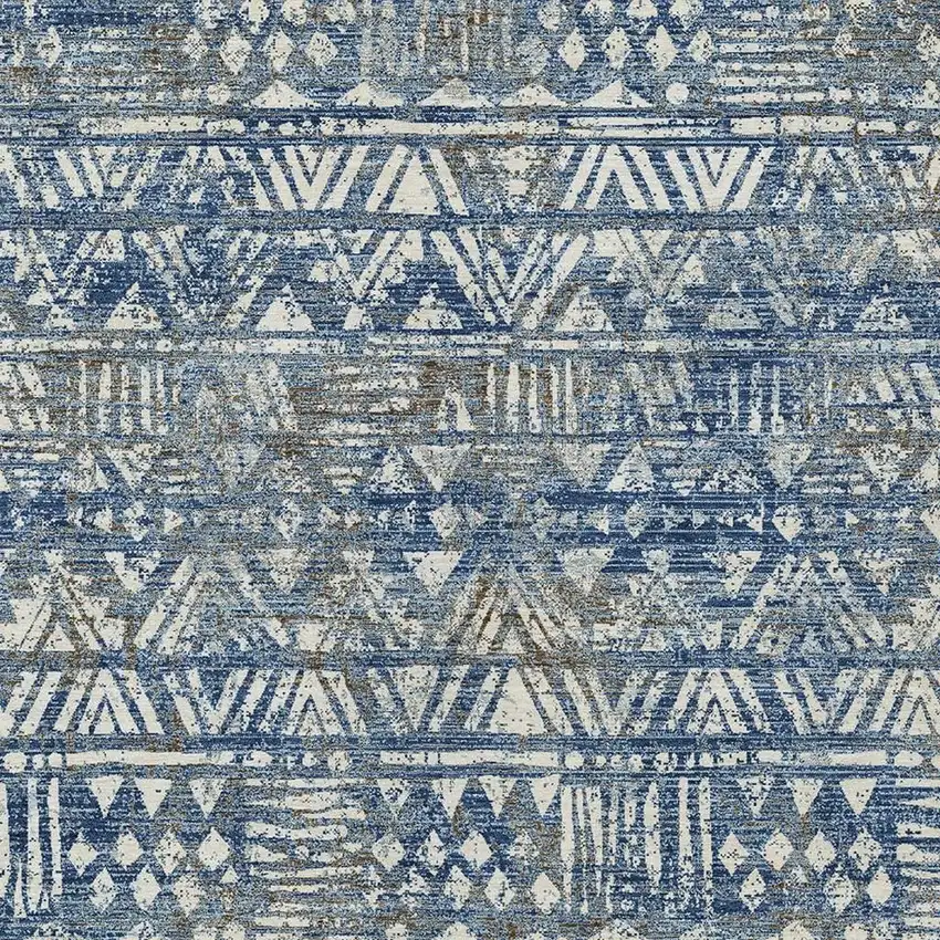 Navy Blue And Blue Geometric Washable Indoor Outdoor Area Rug Photo 2