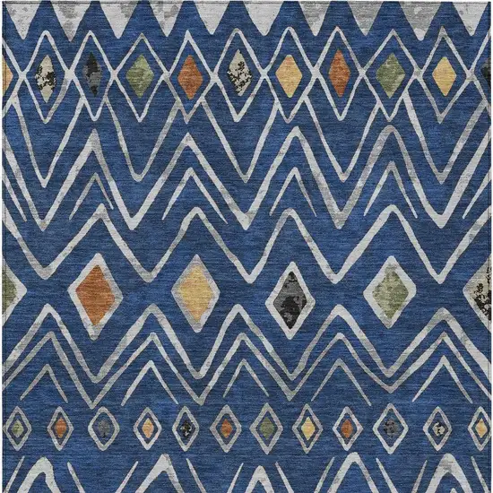Navy Blue And Blue Geometric Washable Indoor Outdoor Area Rug Photo 4