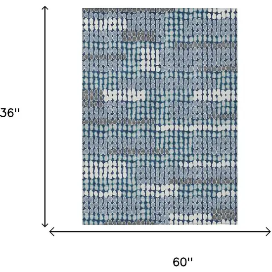 Navy Blue And Blue Geometric Washable Indoor Outdoor Area Rug Photo 5