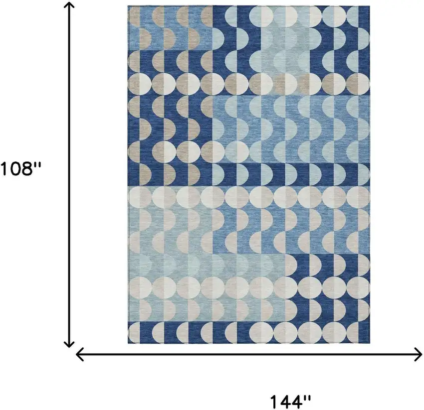 Navy Blue And Blue Geometric Washable Indoor Outdoor Area Rug Photo 5