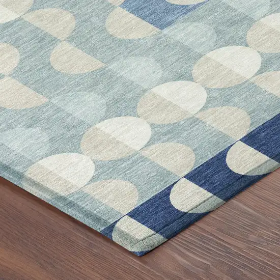 Navy Blue And Blue Geometric Washable Indoor Outdoor Area Rug Photo 3