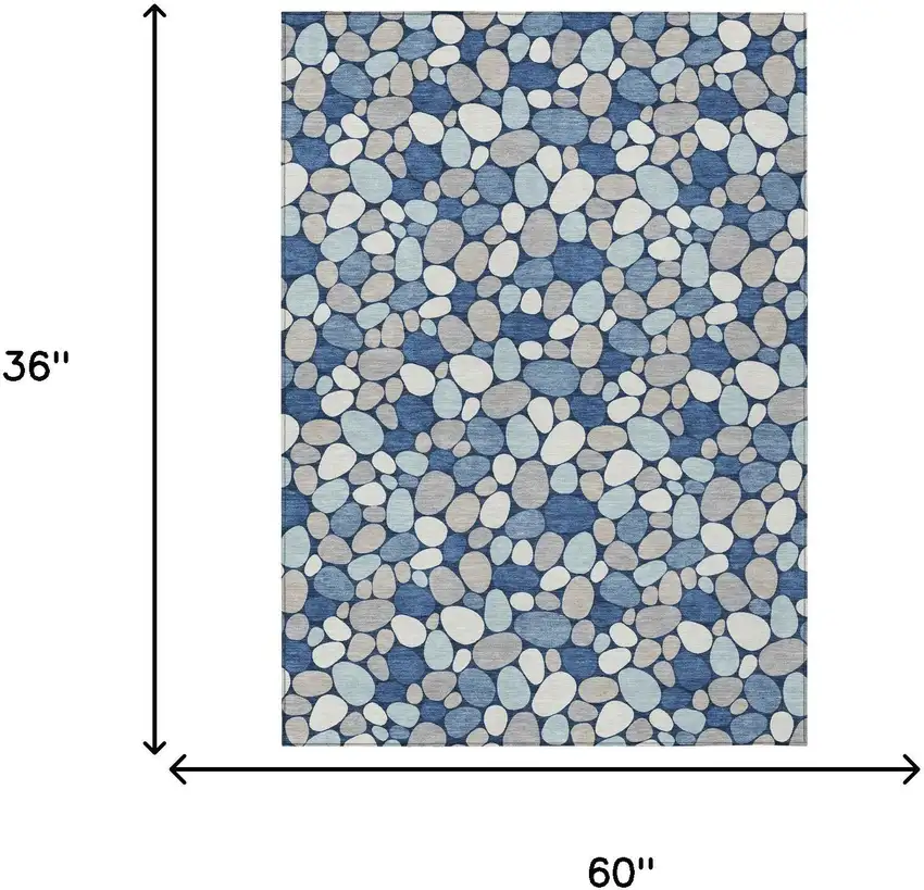 Navy Blue And Blue Geometric Washable Indoor Outdoor Area Rug Photo 5