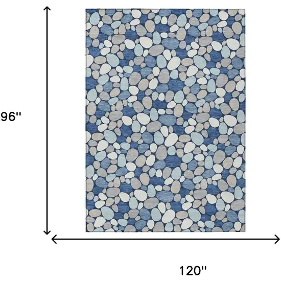 Navy Blue And Blue Geometric Washable Indoor Outdoor Area Rug Photo 5
