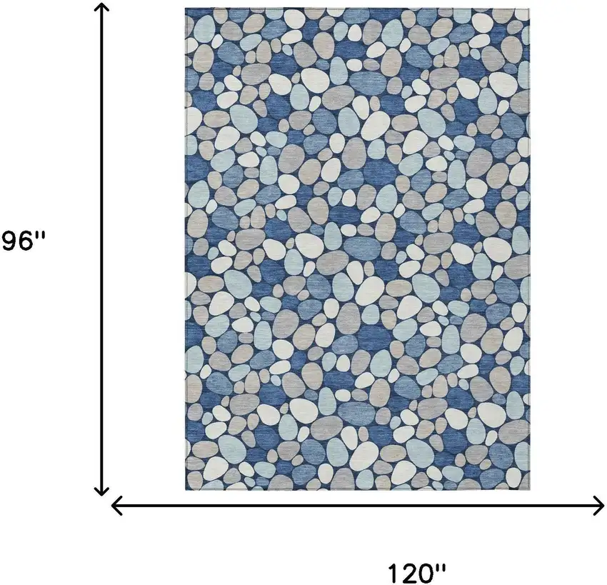 Navy Blue And Blue Geometric Washable Indoor Outdoor Area Rug Photo 5