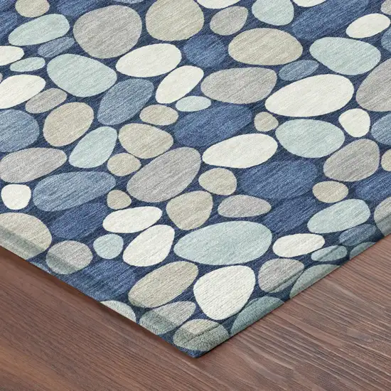Navy Blue And Blue Geometric Washable Indoor Outdoor Area Rug Photo 3
