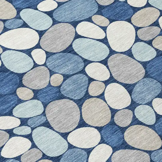 Navy Blue And Blue Geometric Washable Indoor Outdoor Area Rug Photo 4