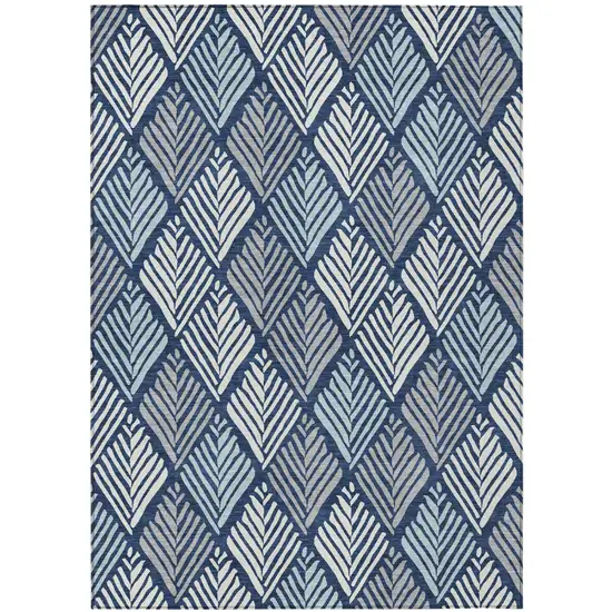 Navy Blue And Blue Geometric Washable Indoor Outdoor Area Rug Photo 2