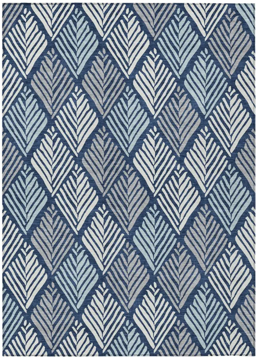 Navy Blue And Blue Geometric Washable Indoor Outdoor Area Rug Photo 2