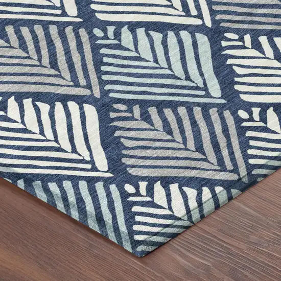 Navy Blue And Blue Geometric Washable Indoor Outdoor Area Rug Photo 3