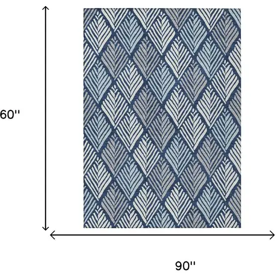 Navy Blue And Blue Geometric Washable Indoor Outdoor Area Rug Photo 5