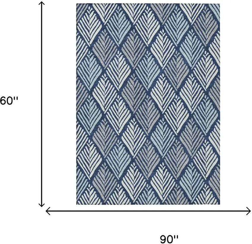 Navy Blue And Blue Geometric Washable Indoor Outdoor Area Rug Photo 5