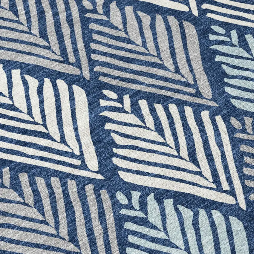 Navy Blue And Blue Geometric Washable Indoor Outdoor Area Rug Photo 4
