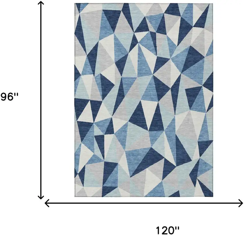 Navy Blue And Blue Geometric Washable Indoor Outdoor Area Rug Photo 5