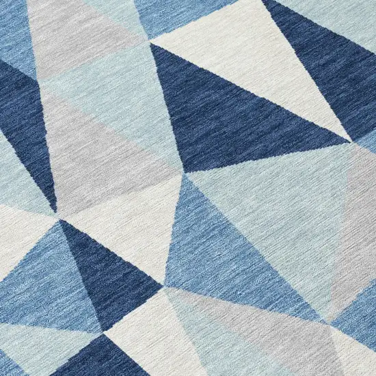 Navy Blue And Blue Geometric Washable Indoor Outdoor Area Rug Photo 4