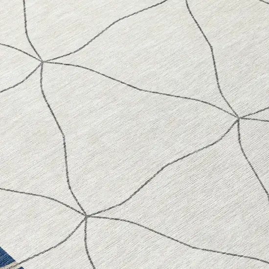Navy Blue And Blue Geometric Washable Indoor Outdoor Area Rug Photo 2