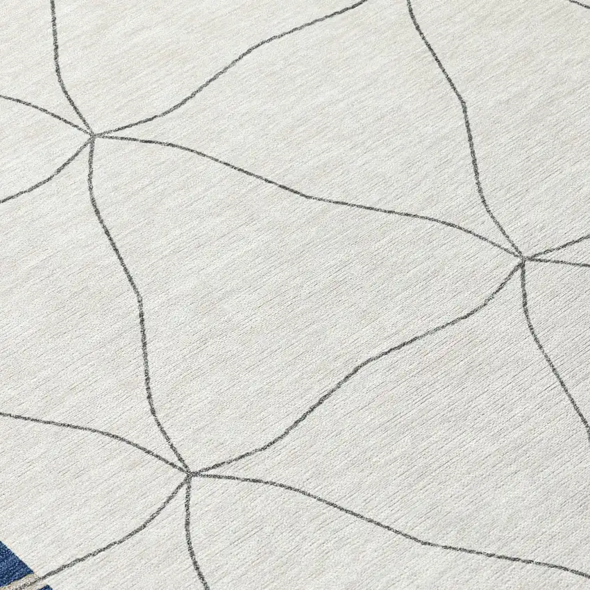Navy Blue And Blue Geometric Washable Indoor Outdoor Area Rug Photo 2