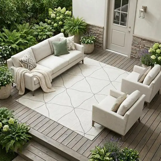 Navy Blue And Blue Geometric Washable Indoor Outdoor Area Rug Photo 1