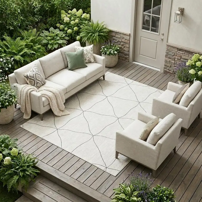 Navy Blue And Blue Geometric Washable Indoor Outdoor Area Rug Photo 1