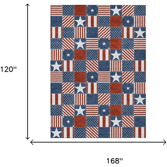 Navy Blue And Blue Geometric Washable Indoor Outdoor Area Rug Photo 5