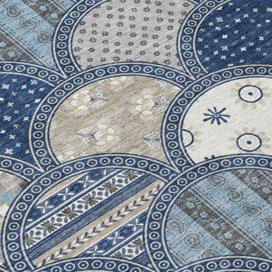 Navy Blue And Blue Geometric Washable Indoor Outdoor Area Rug Photo 4