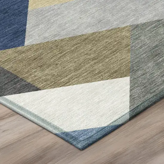 Navy Blue And Blue Geometric Washable Indoor Outdoor Area Rug Photo 5