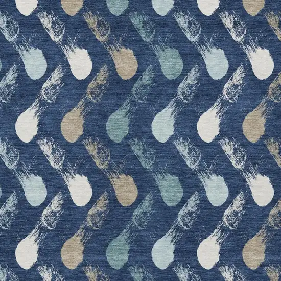 Navy Blue And Blue Geometric Washable Indoor Outdoor Area Rug Photo 3