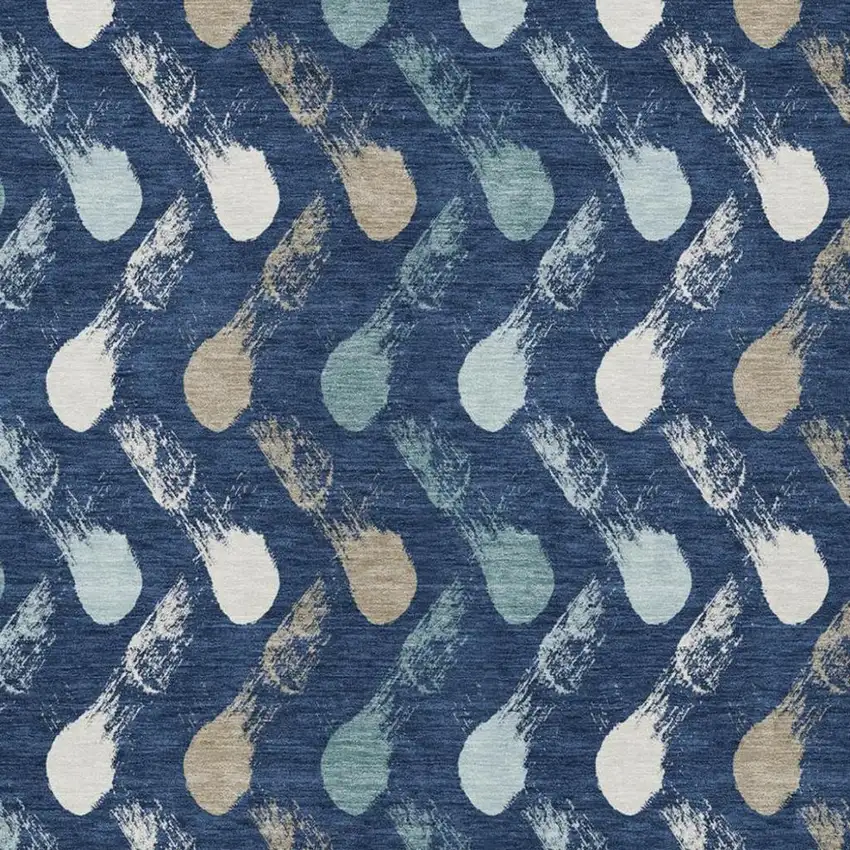 Navy Blue And Blue Geometric Washable Indoor Outdoor Area Rug Photo 3