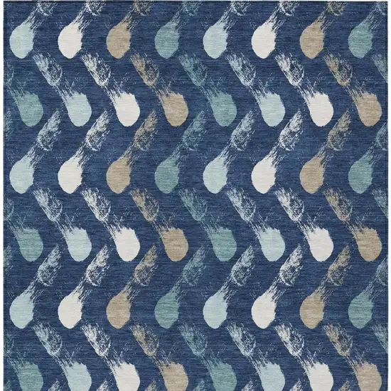 Navy Blue And Blue Geometric Washable Indoor Outdoor Area Rug Photo 3